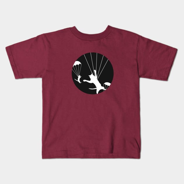 Parachuting Cats Kids T-Shirt by The Constant Podcast